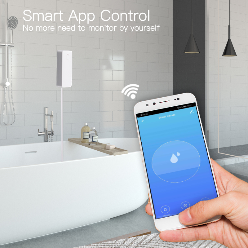 WiFi Smart Flood Sensor Water Leakage Detector Flood Overflow Alert Security Alarm System